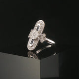 18k White Gold Sapphire and 0.25cttw Diamond Vintage Milgrain Ring Size 8