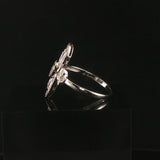 18k White Gold Sapphire and 0.25cttw Diamond Vintage Milgrain Ring Size 8