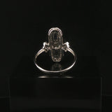 18k White Gold Sapphire and 0.25cttw Diamond Vintage Milgrain Ring Size 8