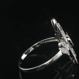 18k White Gold Sapphire and 0.25cttw Diamond Vintage Milgrain Ring Size 8
