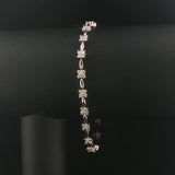 14k White Gold and 2.30cttw Diamond Cluster Floral Link Bracelet 7.5"