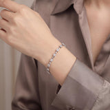 14k White Gold and 2.30cttw Diamond Cluster Floral Link Bracelet 7.5"