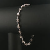14k White Gold and 2.30cttw Diamond Cluster Floral Link Bracelet 7.5"
