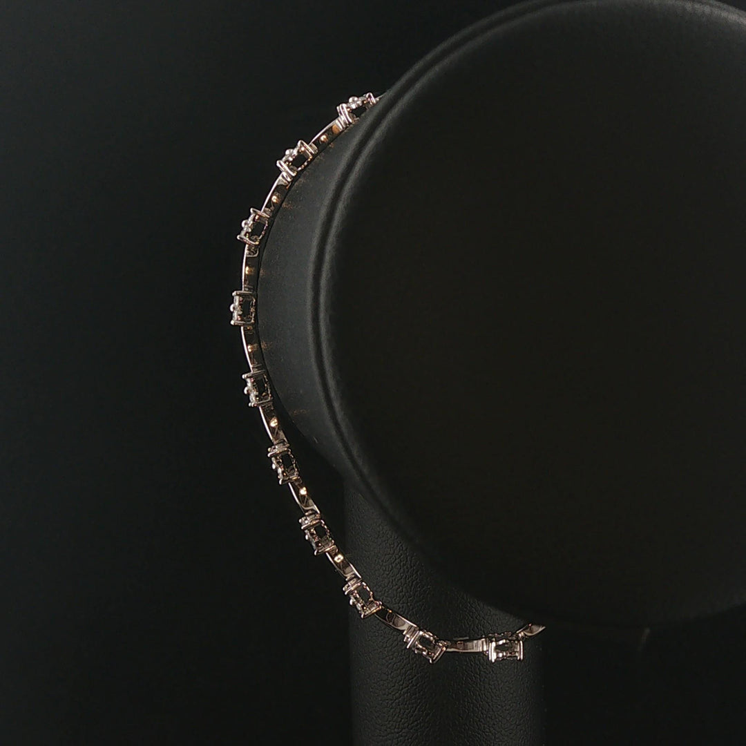 14k White Gold and 2.30cttw Diamond Cluster Floral Link Bracelet 7.5"