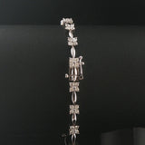 14k White Gold and 2.30cttw Diamond Cluster Floral Link Bracelet 7.5"