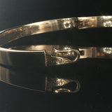 14k Yellow Gold 17.5g Cabochon Sapphire and Diamond Bangle Bracelet 7"