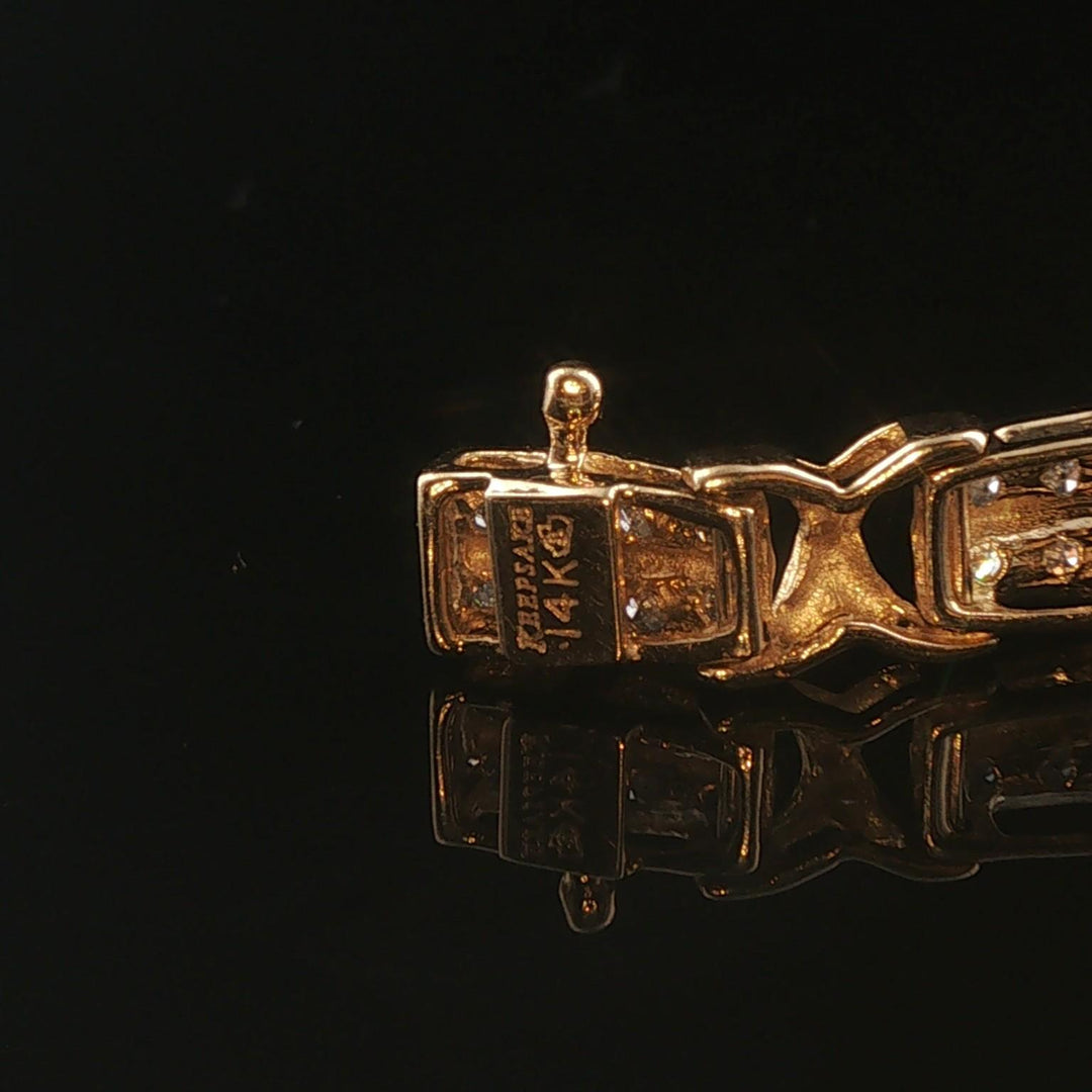 14k Yellow Gold and 0.75cttw Diamond Fancy X Link Bracelet 7.25"