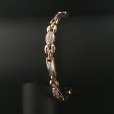 14k Yellow Gold and 1cttw Diamond Solid 20g Fancy Link Bracelet 7"