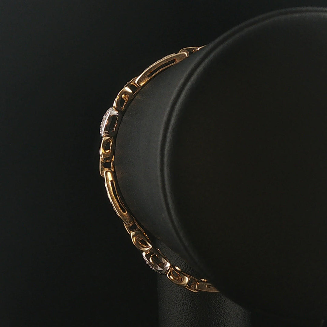 14k Yellow Gold and 1cttw Diamond Solid 20g Fancy Link Bracelet 7"