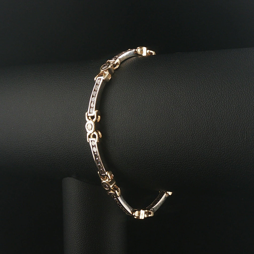 14k Yellow and White Gold 1cttw Diamond Solid 15.6g Fancy Link Bracelet 7"
