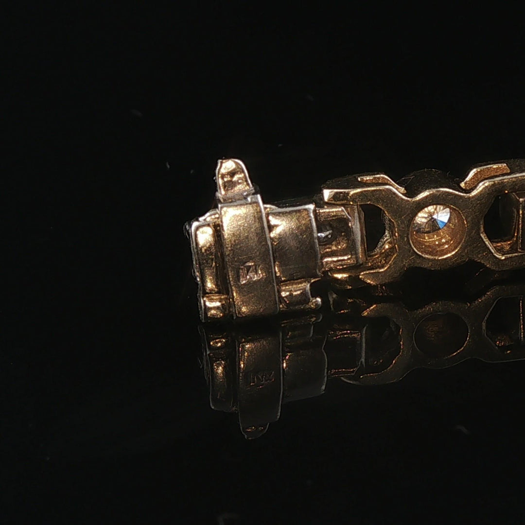 14k Yellow and White Gold 1cttw Diamond Solid 15.6g Fancy Link Bracelet 7"