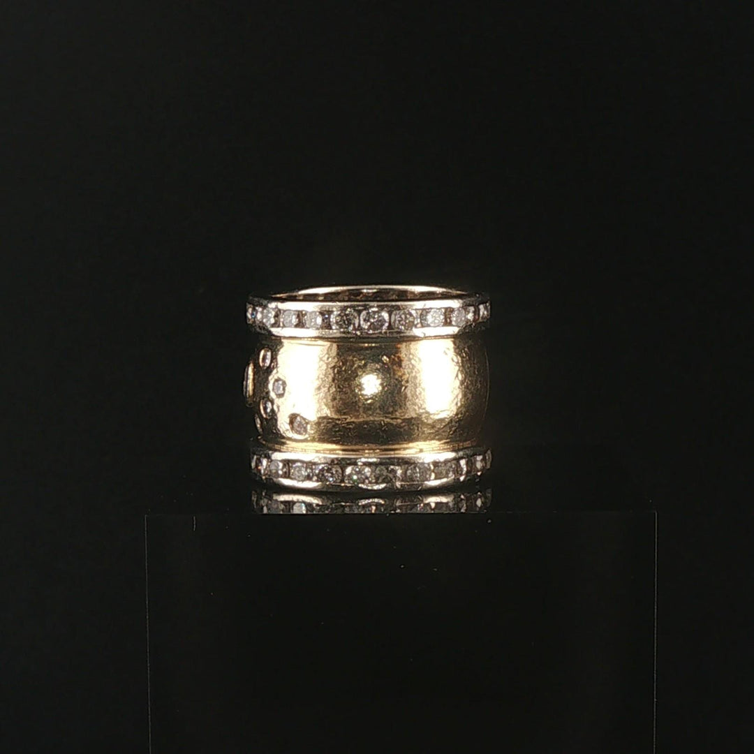 14k Yellow and White Gold 2cttw Diamond Wide Vintage Band Ring Size 7
