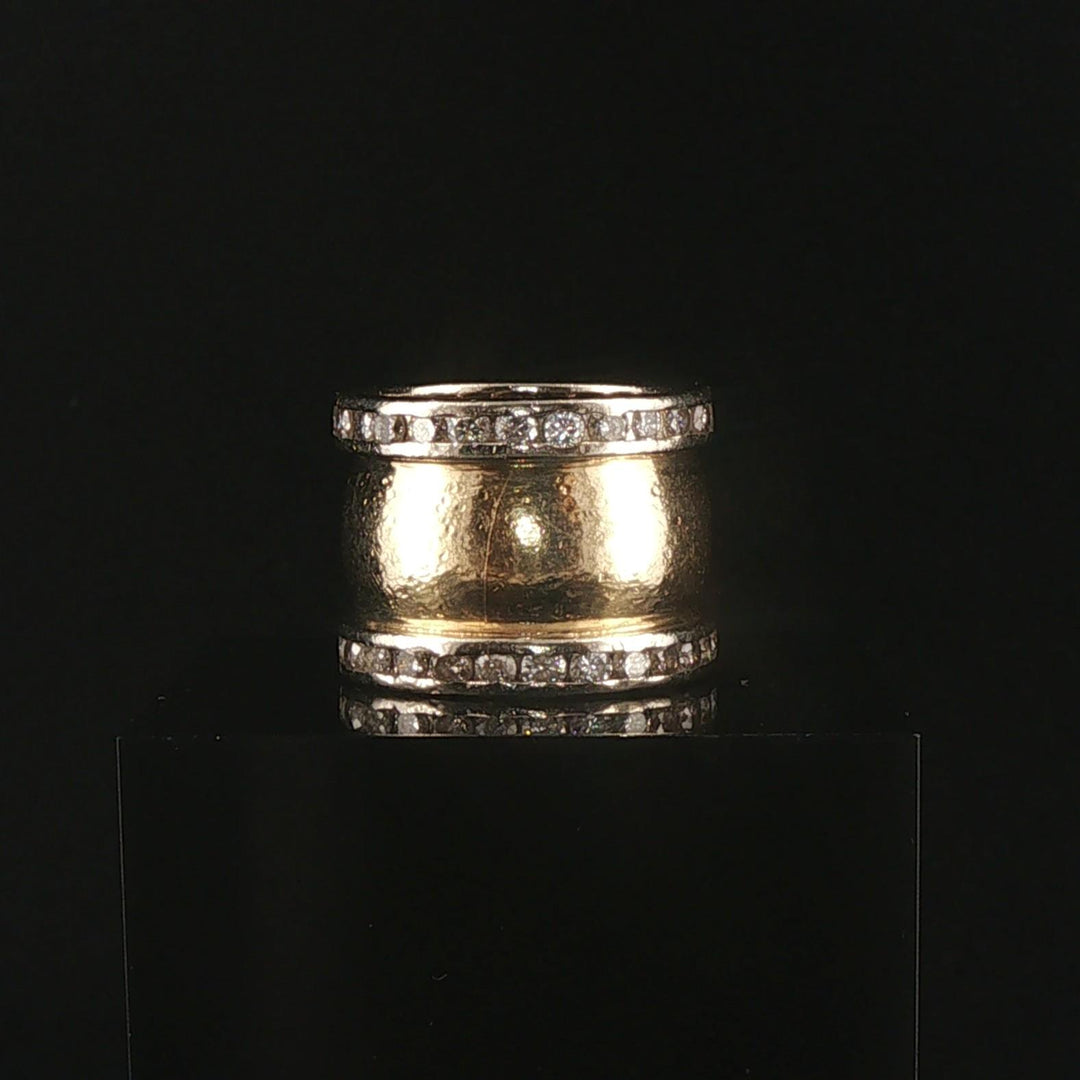 14k Yellow and White Gold 2cttw Diamond Wide Vintage Band Ring Size 7