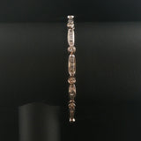 14k White Gold and 3cttw Round and Baguette Diamond Fancy Link Bracelet 7"