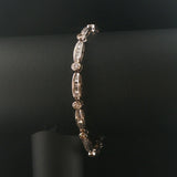 14k White Gold and 3cttw Round and Baguette Diamond Fancy Link Bracelet 7"