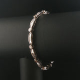 14k White Gold and 3cttw Round and Baguette Diamond Fancy Link Bracelet 7"