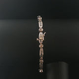 14k White Gold and 3cttw Round and Baguette Diamond Fancy Link Bracelet 7"