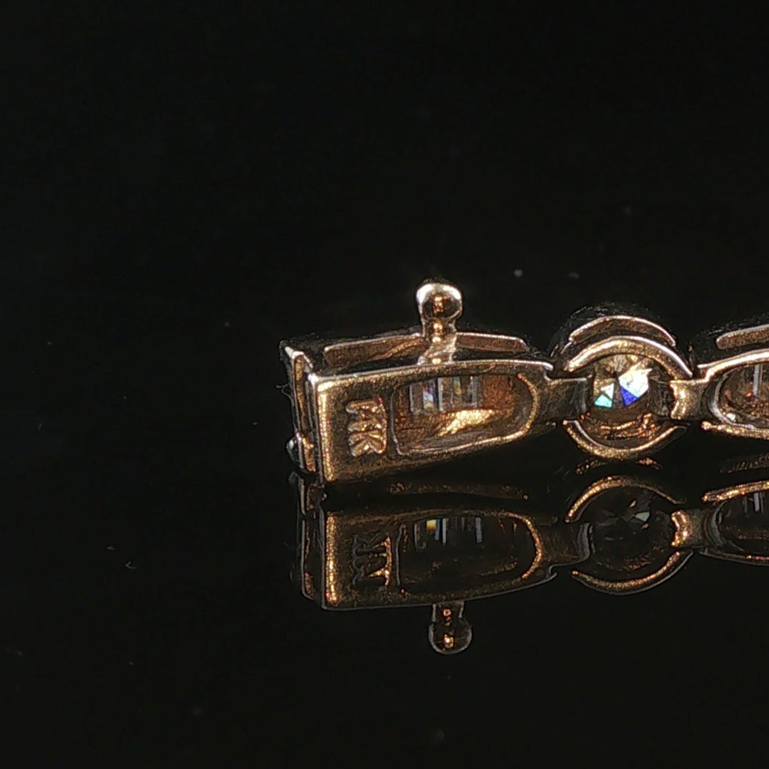 14k White Gold and 3cttw Round and Baguette Diamond Fancy Link Bracelet 7"