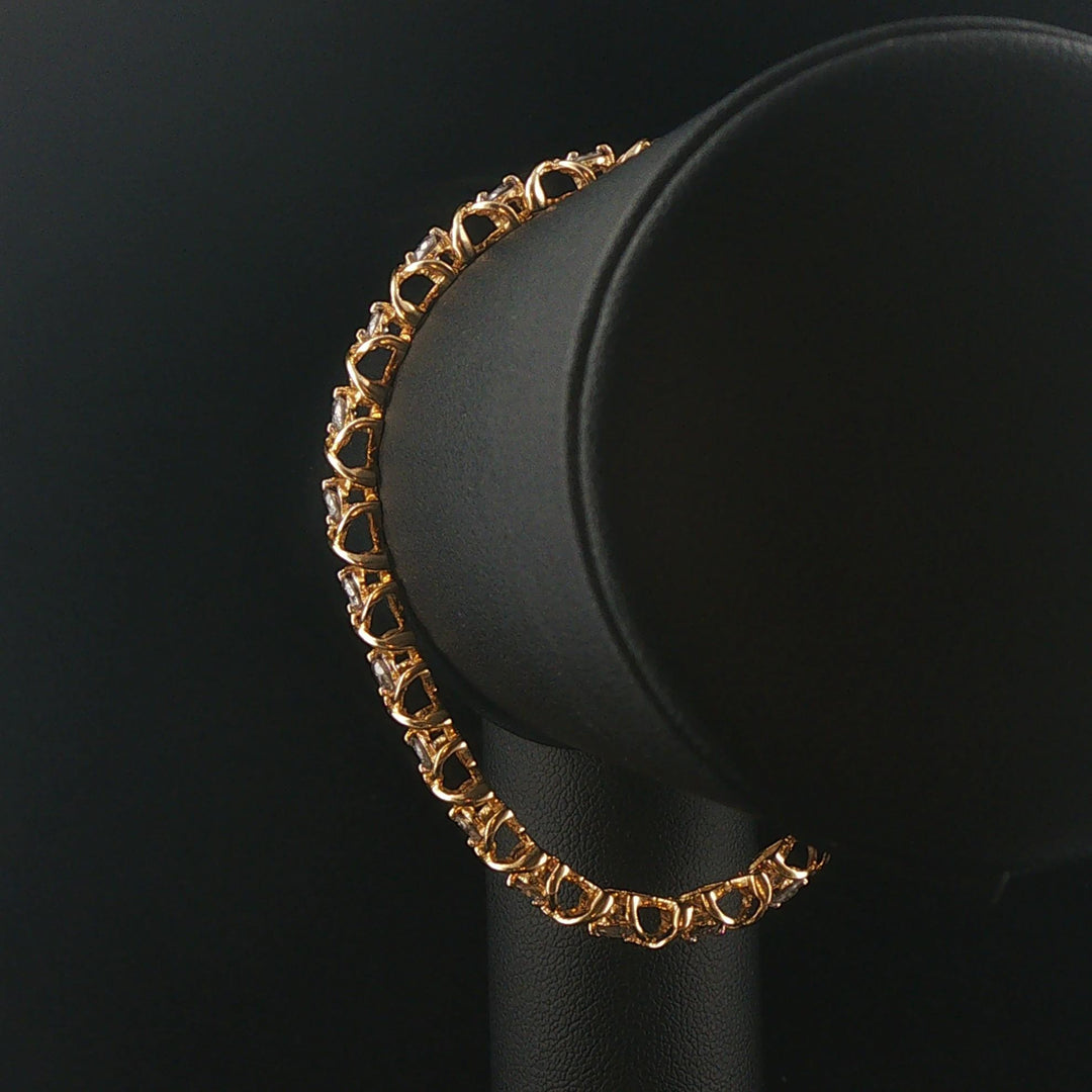 14k Yellow Gold and 2.40cttw Diamond Fancy X Link Bracelet 7.25"