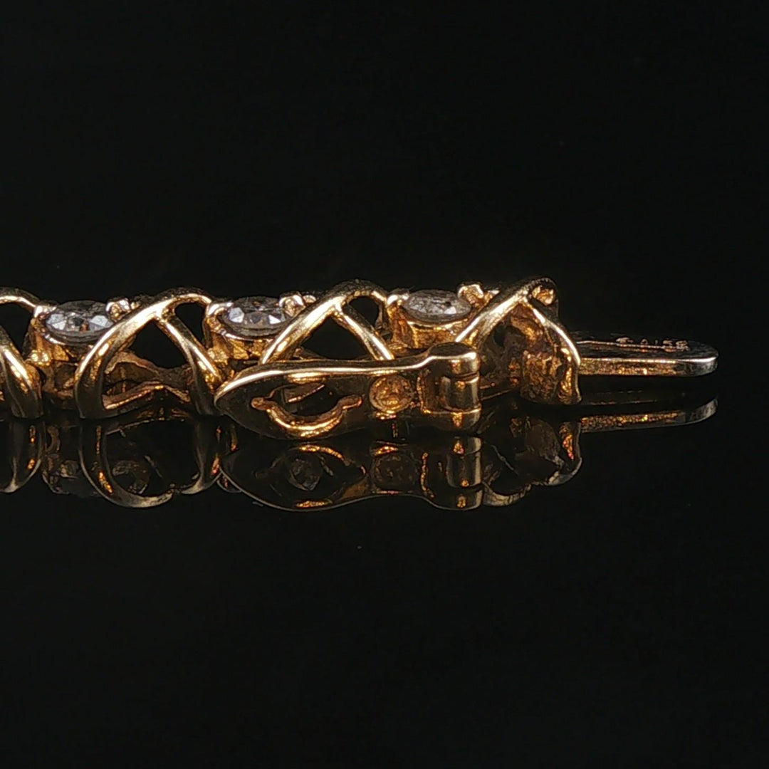 14k Yellow Gold and 2.40cttw Diamond Fancy X Link Bracelet 7.25"