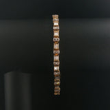 14k Two Tone Gold and 4cttw Round and Baguette Diamond Solid Link Bracelet 7.5"
