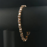 14k Two Tone Gold and 4cttw Round and Baguette Diamond Solid Link Bracelet 7.5"