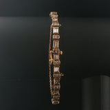 14k Two Tone Gold and 4cttw Round and Baguette Diamond Solid Link Bracelet 7.5"