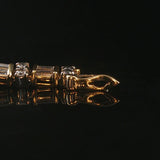 14k Two Tone Gold and 4cttw Round and Baguette Diamond Solid Link Bracelet 7.5"