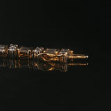 14k Two Tone Gold and 4cttw Round and Baguette Diamond Solid Link Bracelet 7.5"