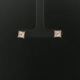 14k Yellow Gold and 0.50cttw Diamond Cluster Square Stud Earrings