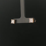 14k Yellow Gold and 0.50cttw Diamond Cluster Square Stud Earrings