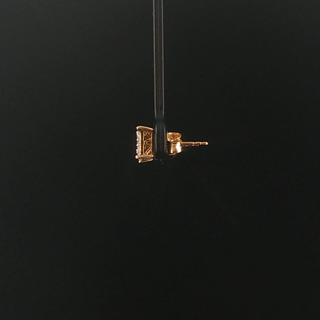 14k Yellow Gold and 0.50cttw Diamond Cluster Square Stud Earrings