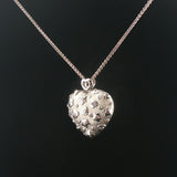18k White Gold and 0.50cttw Diamond Large Heavy 31g Heart Pendant Necklace 24"