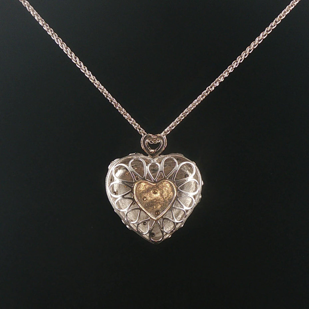 18k White Gold and 0.50cttw Diamond Large Heavy 31g Heart Pendant Necklace 24"