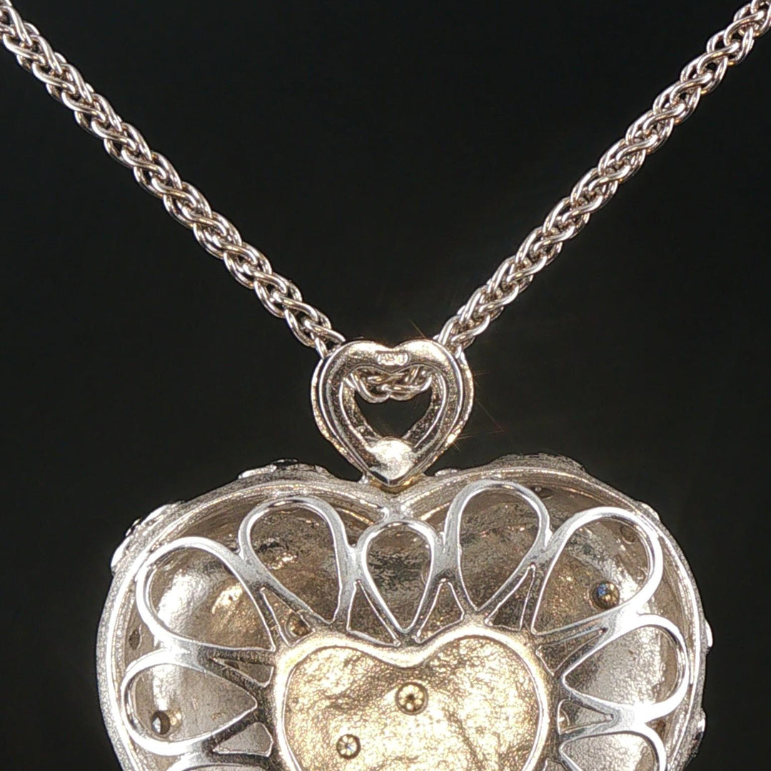 18k White Gold and 0.50cttw Diamond Large Heavy 31g Heart Pendant Necklace 24"