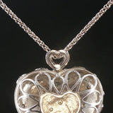 18k White Gold and 0.50cttw Diamond Large Heavy 31g Heart Pendant Necklace 24"