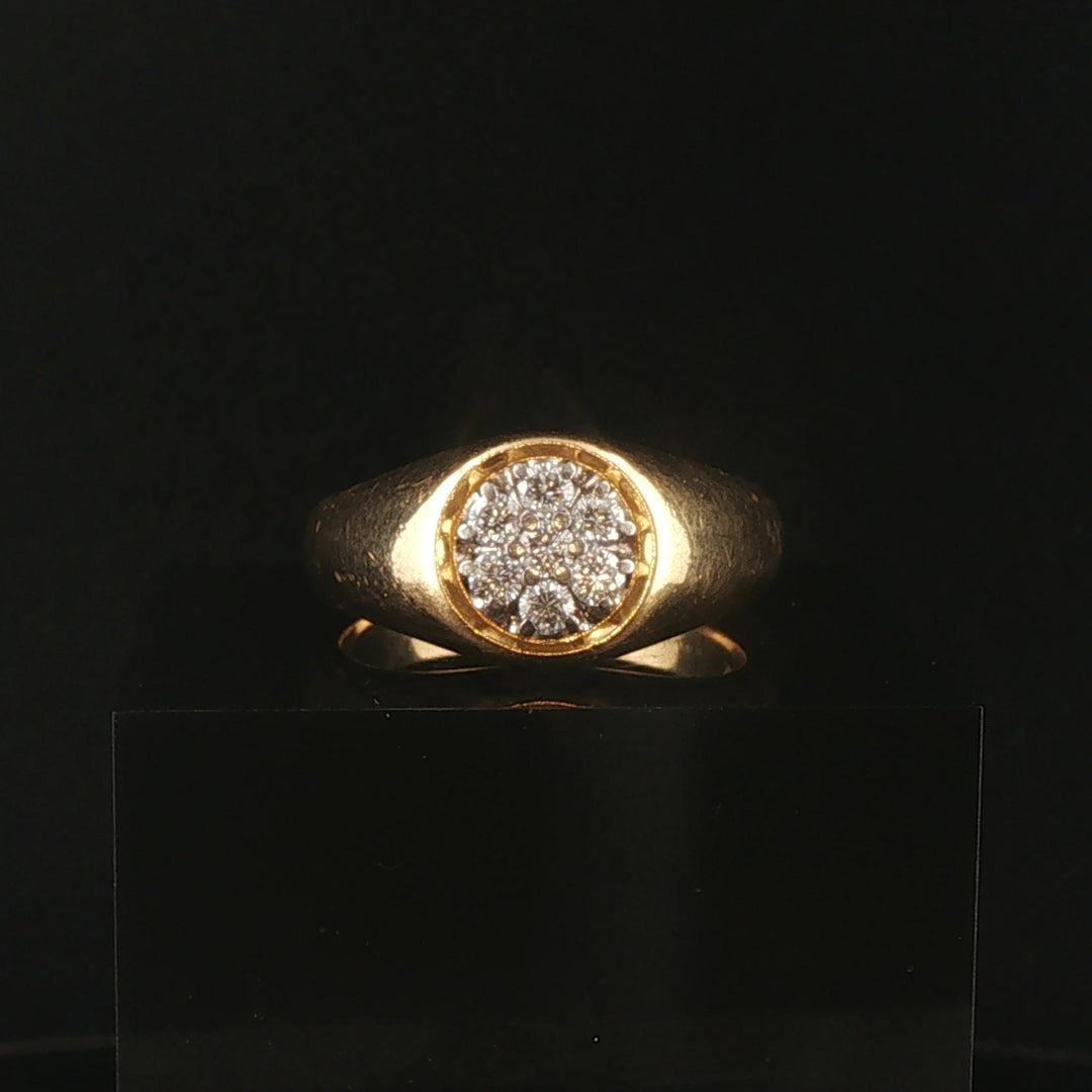 18k Yellow Gold and 0.35cttw Diamond Men's Vintage Solid Cluster Ring Size 12