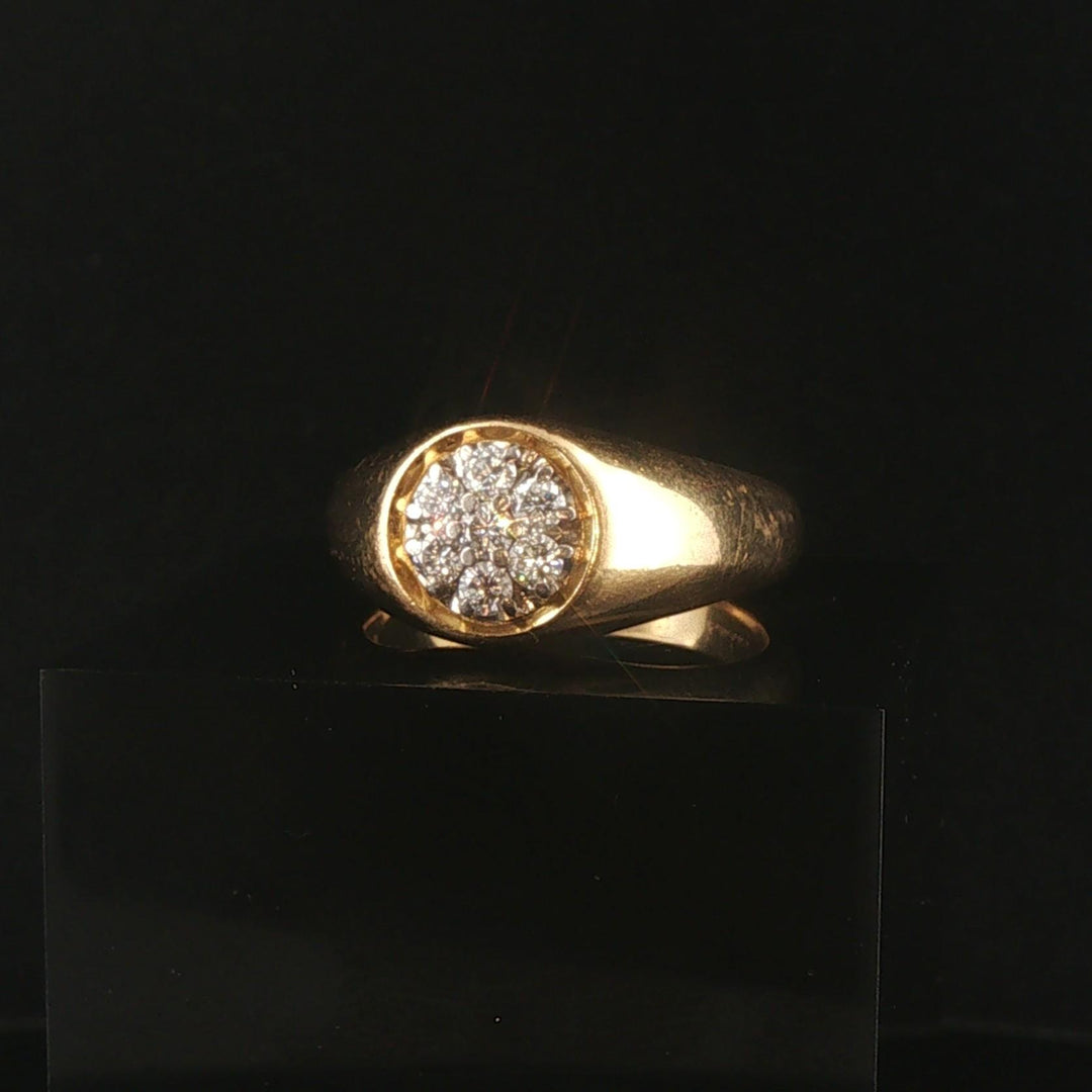 18k Yellow Gold and 0.35cttw Diamond Men's Vintage Solid Cluster Ring Size 12