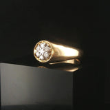 18k Yellow Gold and 0.35cttw Diamond Men's Vintage Solid Cluster Ring Size 12