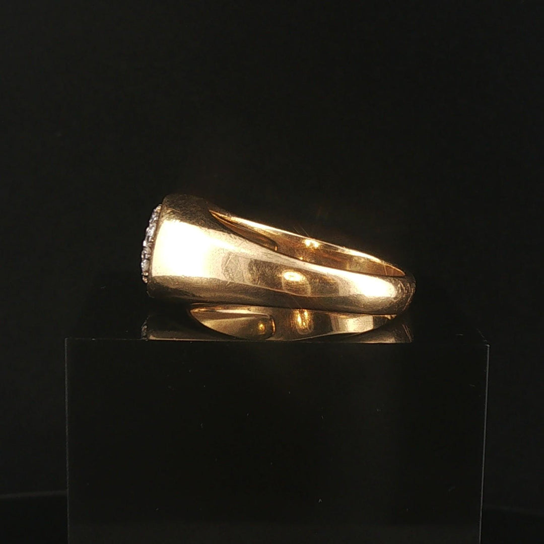 18k Yellow Gold and 0.35cttw Diamond Men's Vintage Solid Cluster Ring Size 12