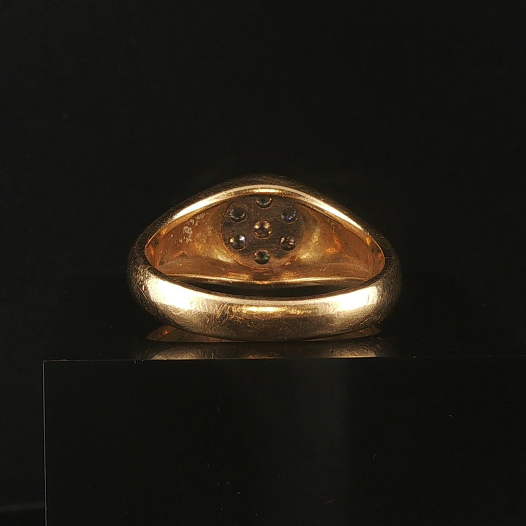 18k Yellow Gold and 0.35cttw Diamond Men's Vintage Solid Cluster Ring Size 12