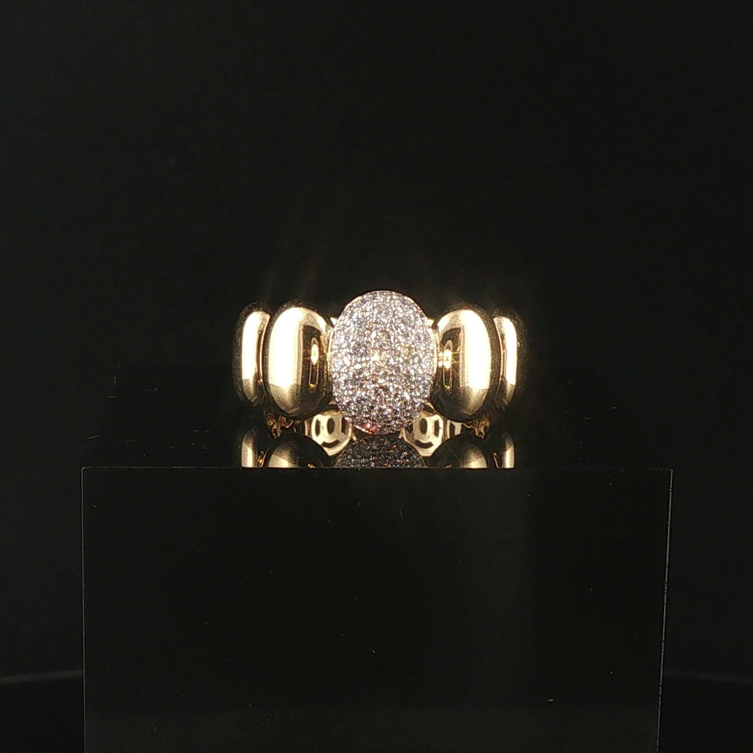 18k Yellow Gold and 0.50cttw Pave Set Diamond Fancy Band Ring Italy Size 7