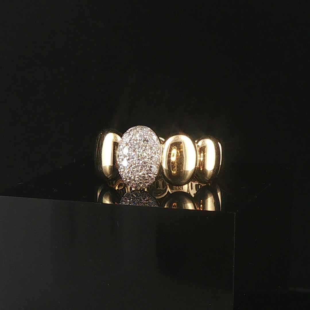 18k Yellow Gold and 0.50cttw Pave Set Diamond Fancy Band Ring Italy Size 7