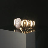 18k Yellow Gold and 0.50cttw Pave Set Diamond Fancy Band Ring Italy Size 7