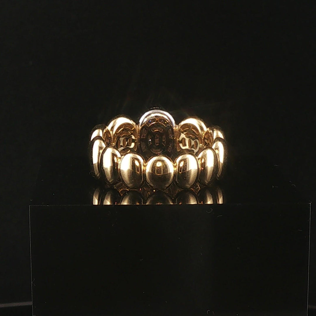 18k Yellow Gold and 0.50cttw Pave Set Diamond Fancy Band Ring Italy Size 7