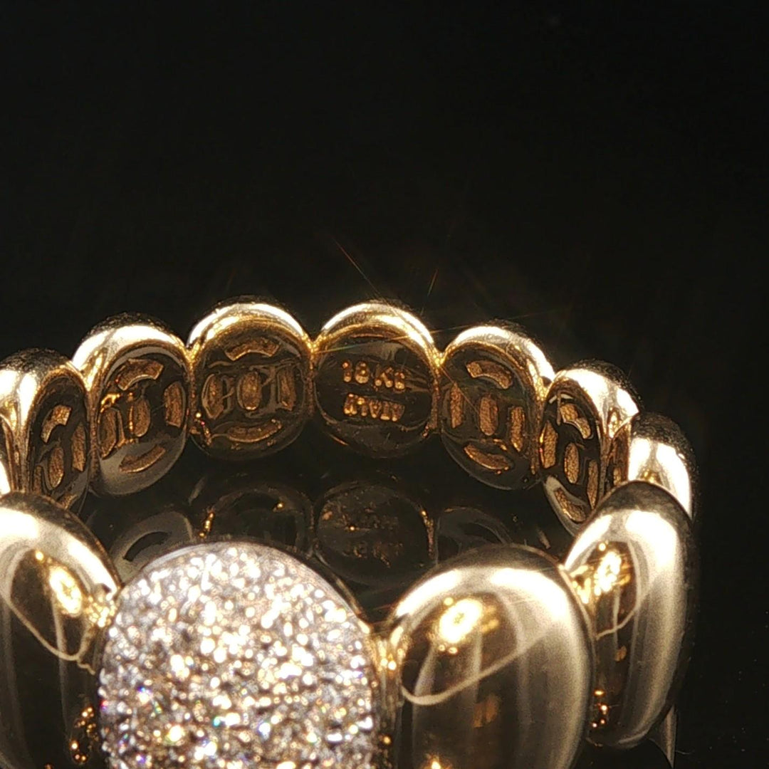 18k Yellow Gold and 0.50cttw Pave Set Diamond Fancy Band Ring Italy Size 7