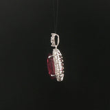 18k White Gold 6.5ct Rubellite Tourmaline and 1cttw Diamond Halo Pendant 1"