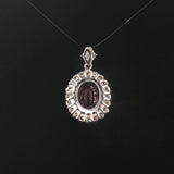 18k White Gold 6.5ct Rubellite Tourmaline and 1cttw Diamond Halo Pendant 1"
