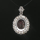 18k White Gold 6.5ct Rubellite Tourmaline and 1cttw Diamond Halo Pendant 1"