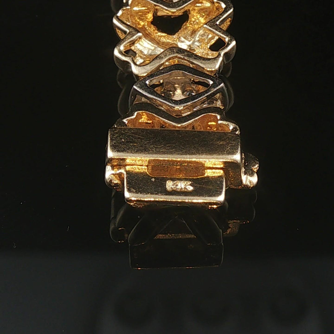 14k Yellow Gold and 1cttw Diamond Fancy X Link Bracelet 7.25"